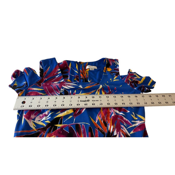Calvin Klein Women's Cold Shoulder Tropical Print Dress Size 6 Polyester Spandex - Picture 3 of 12